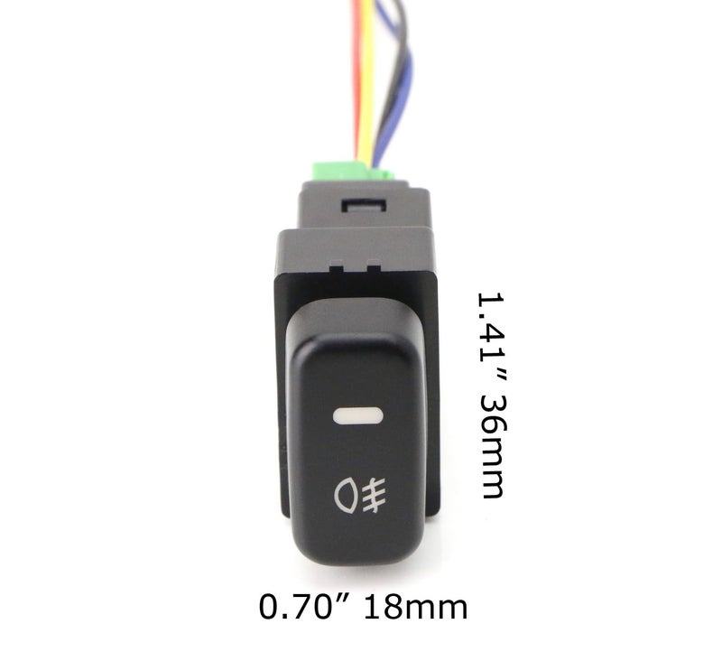 iJDMTOY مفتاح دفع 4 أقطاب 12 فولت بتصميم iJDMTOY مع أضواء مؤشر LED متوافق مع أضواء الضباب، DRL، شريط الإضاءة LED، مناسب لموديلات ميتسوبيشي لانسر أوتلاندر باجيرو مونتيرو سبورت (الحجم: 36x18 مم) - Image 3